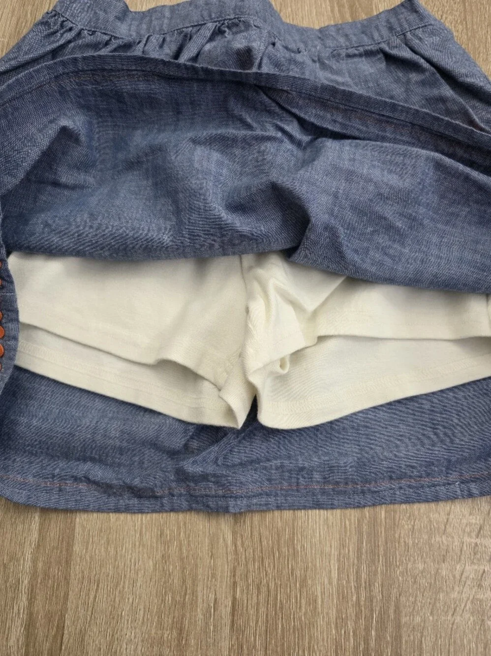 Gymboree Girls Blue Chambray Skort with Orange Pumpkin Appliqués Size 12